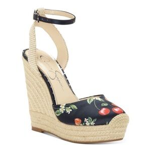 Jessica Simpson Zestah Espadrille Wedge Heels Size 9 Cherry Strawberry Print